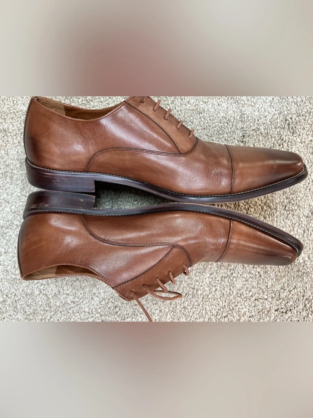 Nordstrom Men’s Brown Italian Leather Cap-Toe Oxfords